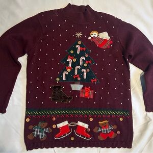 Karen Scott Burgundy Holiday Turtleneck Sweater